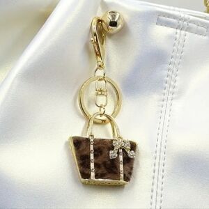 Rhinestone Faux Fur Bag Charm Accessory